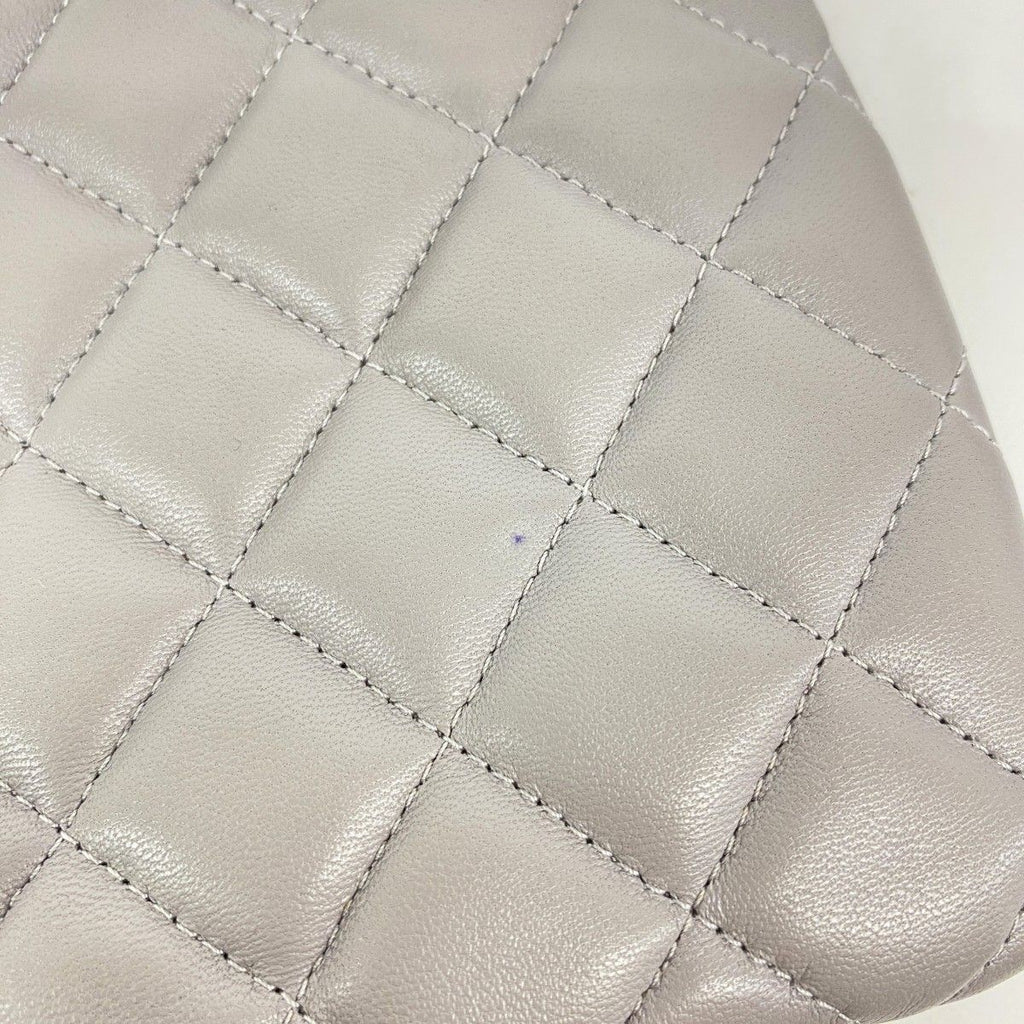 Chanel Wallet Quilted Lambskin Gray Silver — view 8