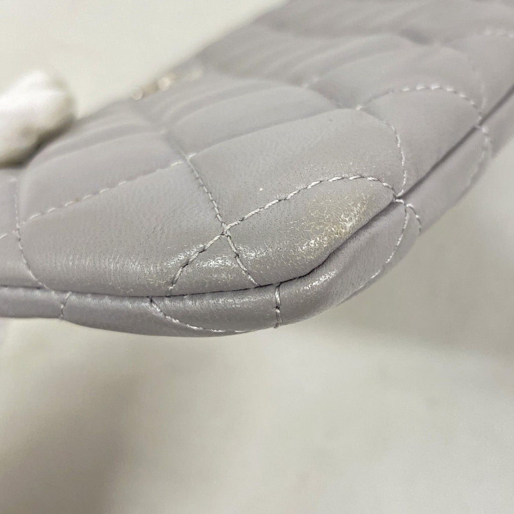 Chanel Wallet Quilted Lambskin Gray Silver — view 5