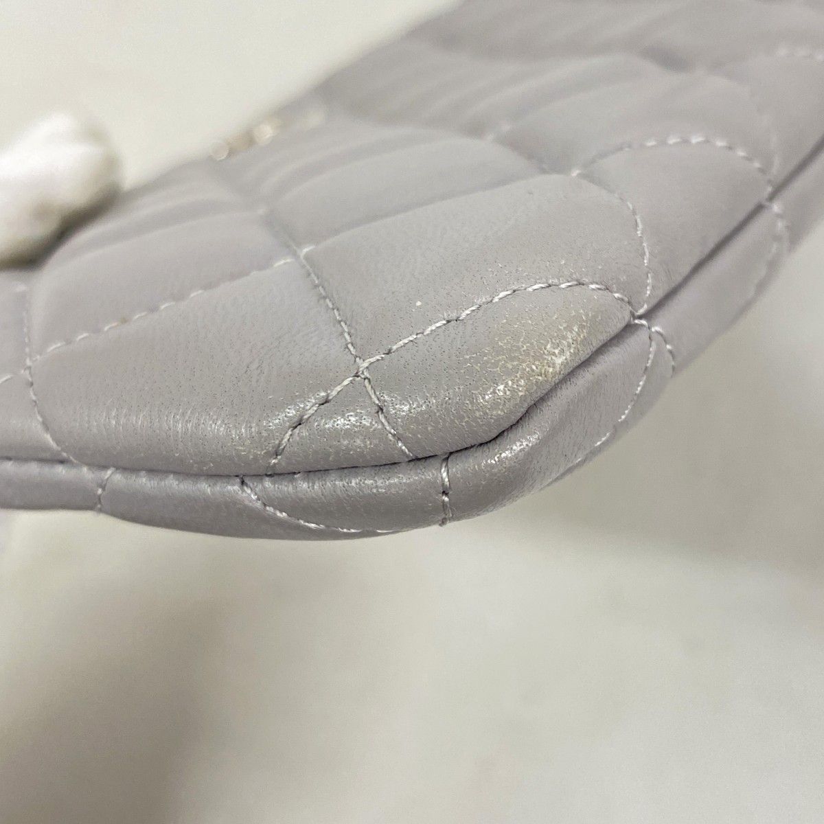 Chanel Wallet Quilted Lambskin Gray Silver — view 5