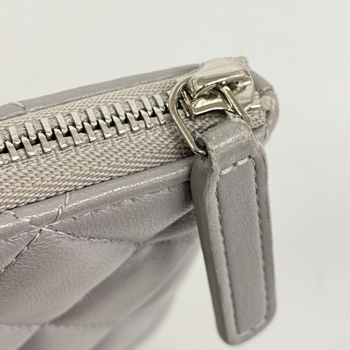 Chanel Wallet Quilted Lambskin Gray Silver — view 7