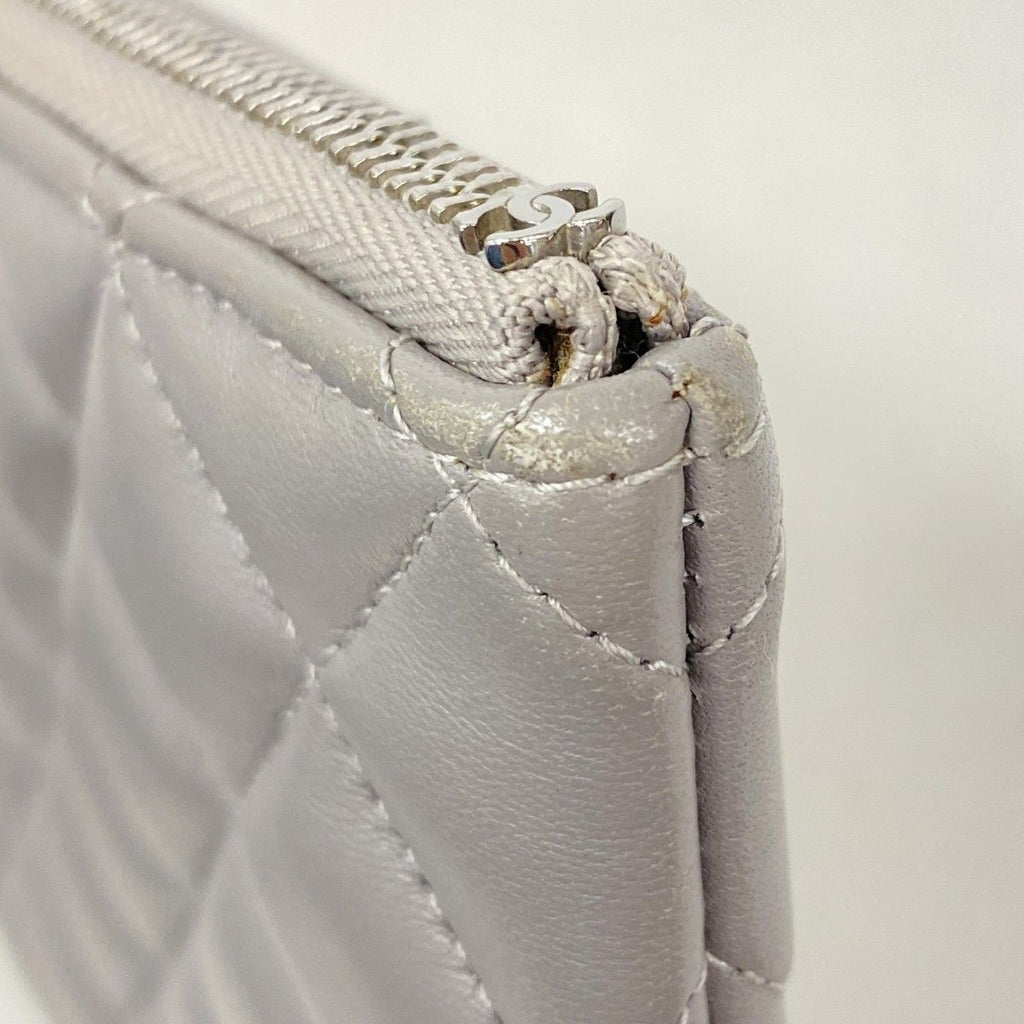 Chanel Wallet Quilted Lambskin Gray Silver — view 6