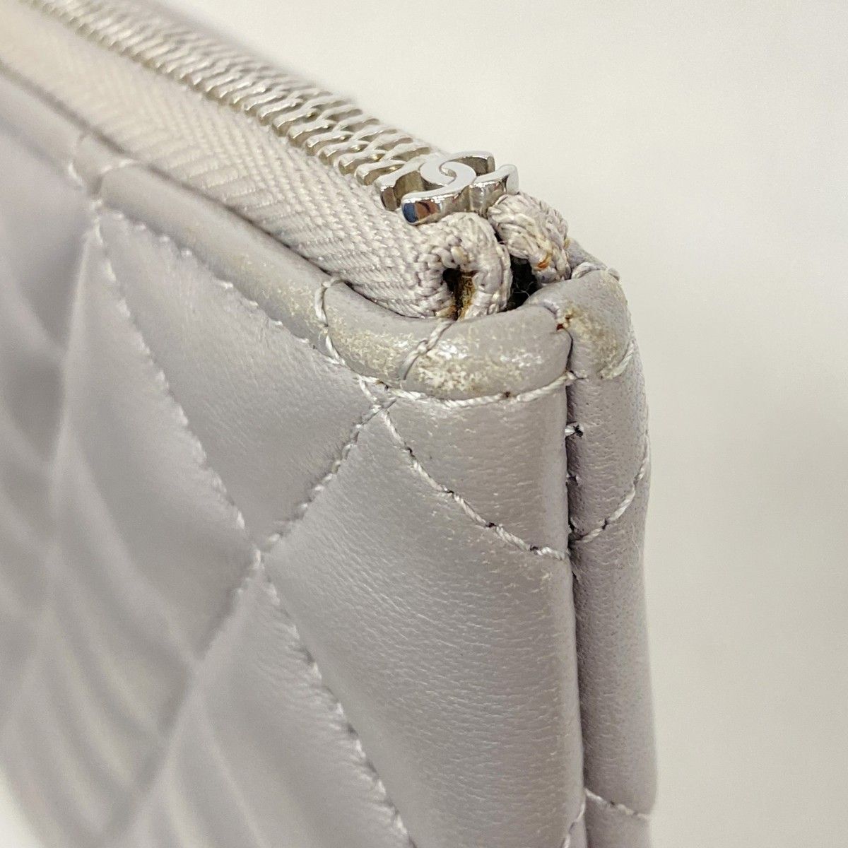 Chanel Wallet Quilted Lambskin Gray Silver — view 6