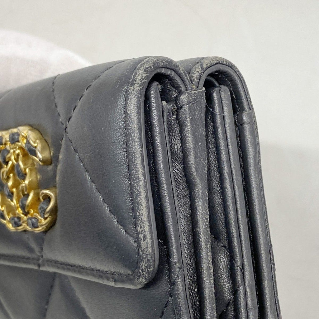Chanel Trifold Wallet 19 Lambskin Gray Gold — view 5