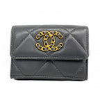 Chanel Trifold Wallet 19 Lambskin Gray Gold