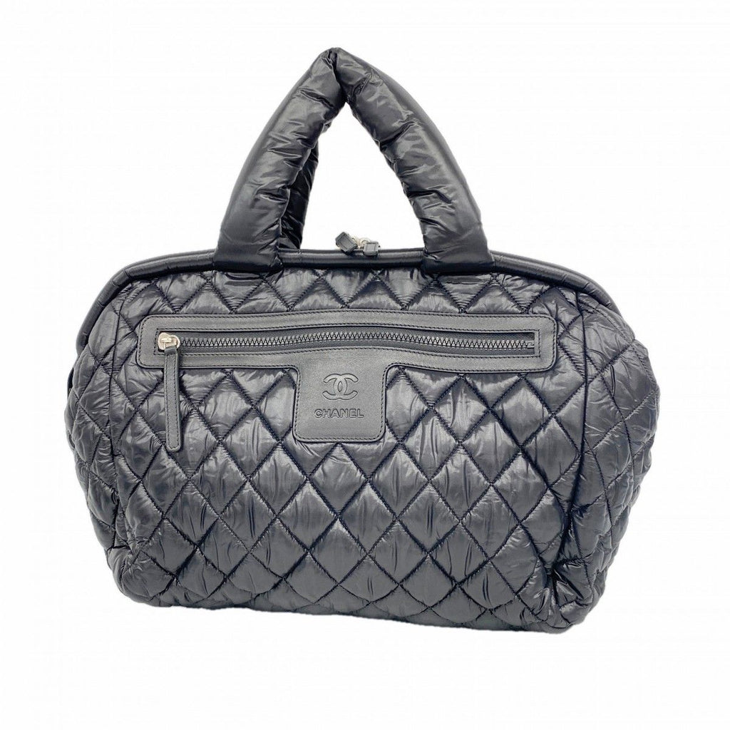 Chanel Handbag Coco Cocoon Nylon Black Silver