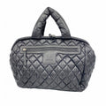 Chanel Handbag Coco Cocoon Nylon Black Silver