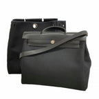Hermes Handbag Herbag MM Toile Officier Black Silver 2-Way