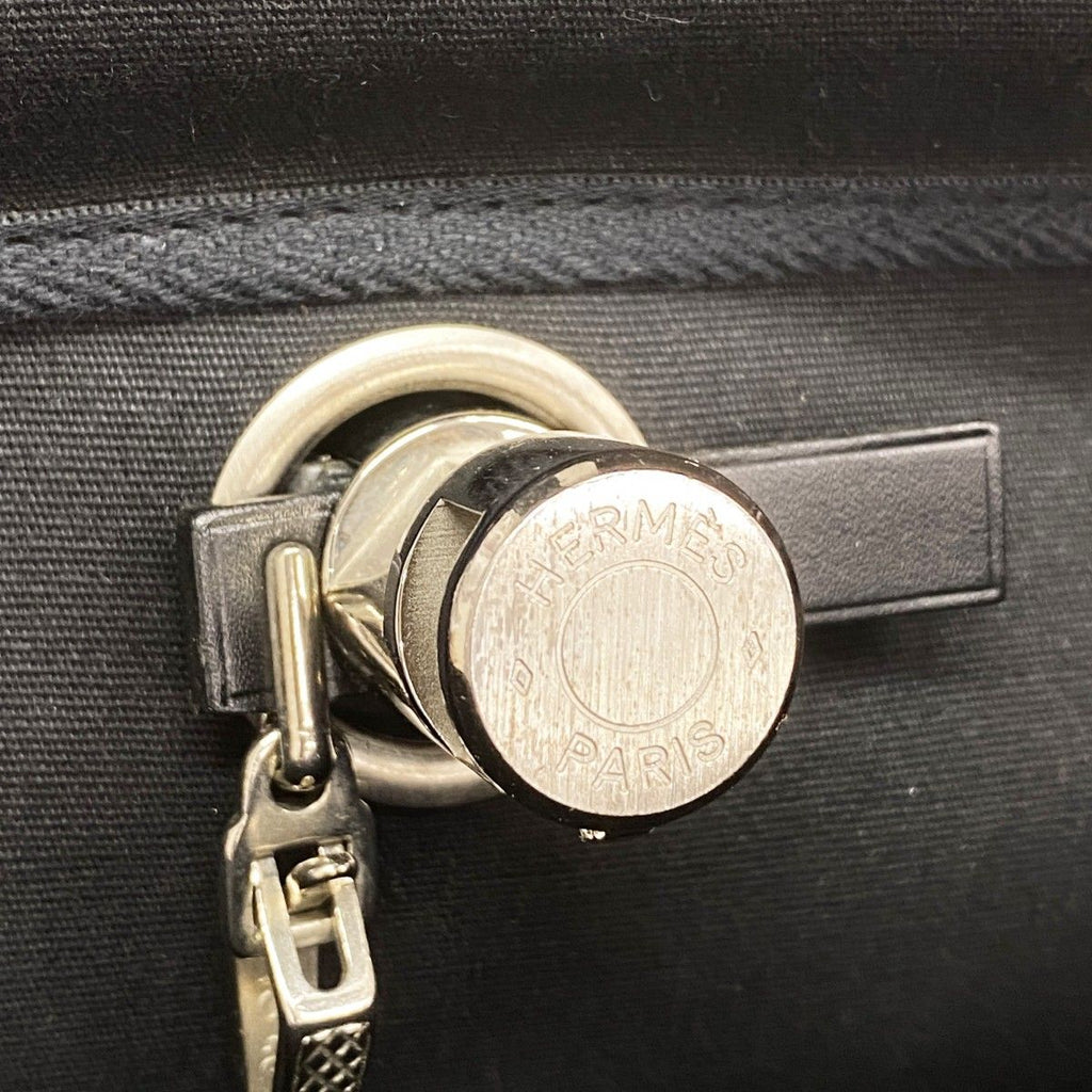 Hermes Handbag Herbag MM Toile Officier Black Silver 2-Way — view 9