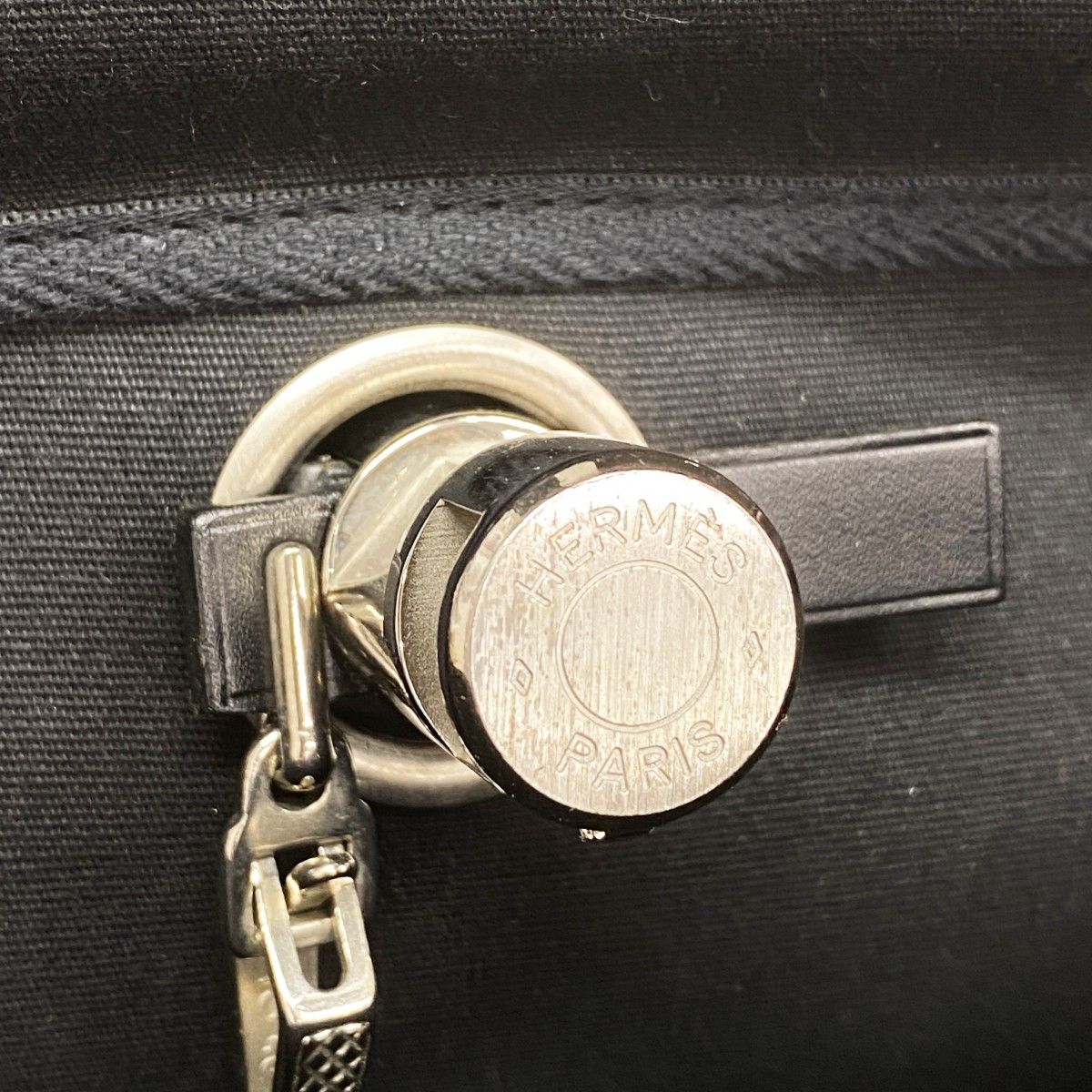 Hermes Handbag Herbag MM Toile Officier Black Silver 2-Way — view 9