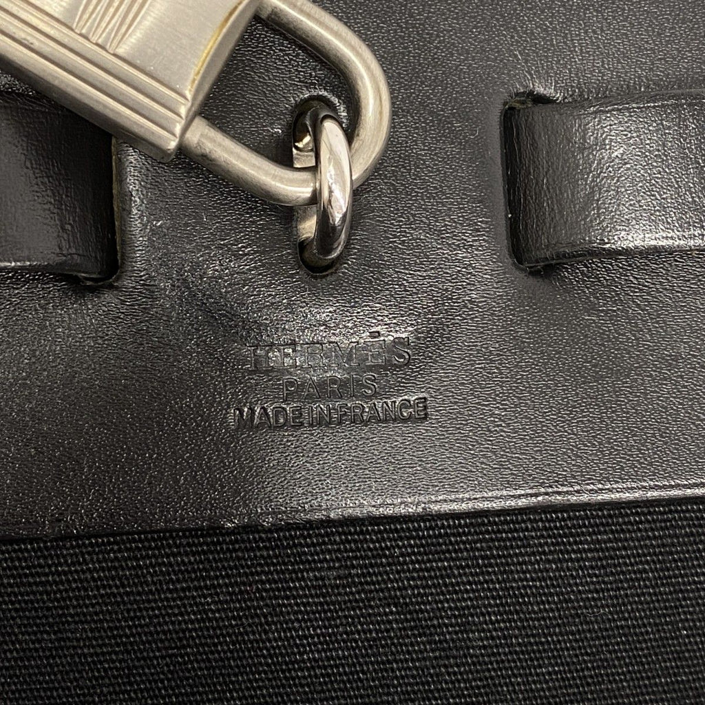 Hermes Handbag Herbag MM Toile Officier Black Silver 2-Way — view 5