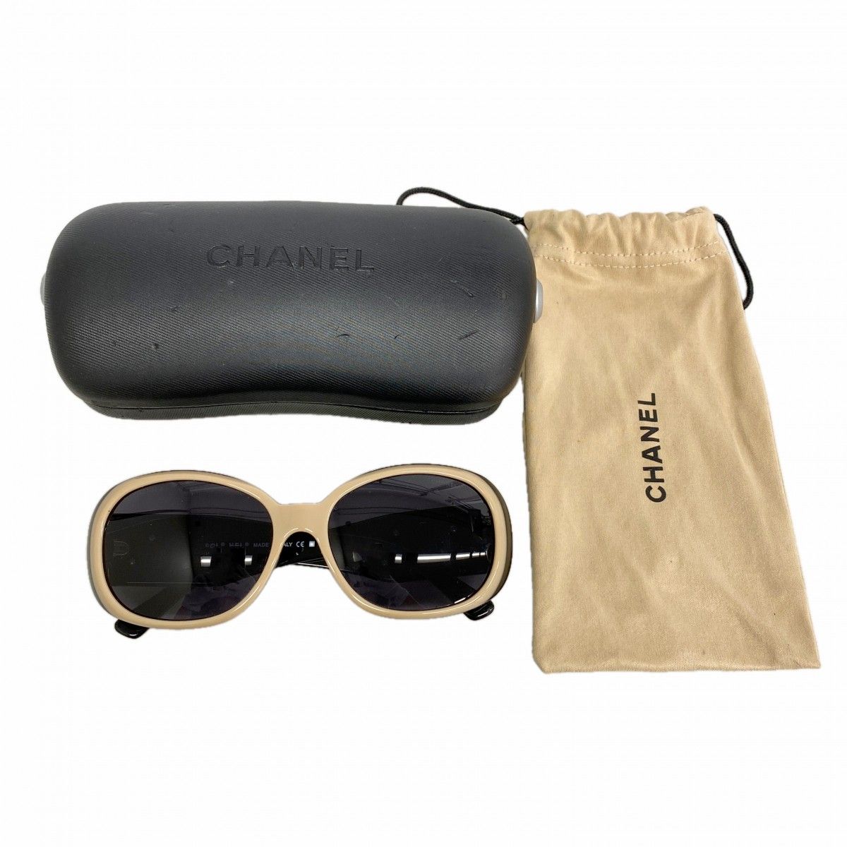 Chanel Sunglasses Camellia Acetate Beige Black Silver Eyewear — view 8