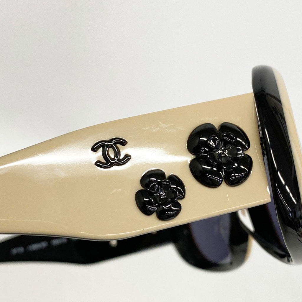 Chanel Sunglasses Camellia Acetate Beige Black Silver Eyewear — view 5