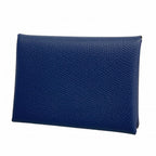 Hermes Card Case Calvi Duo Veau Epsom Blue Navy Silver
