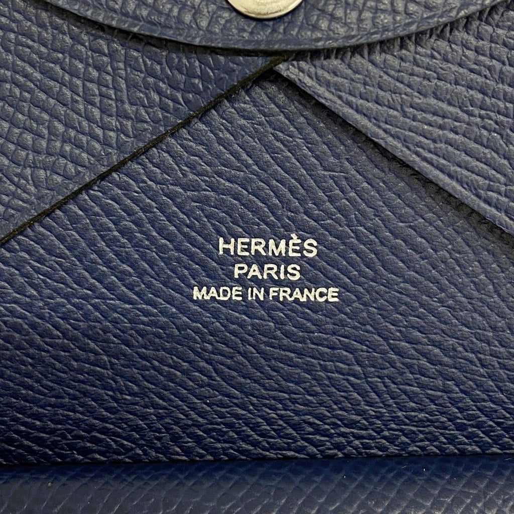 Hermes Card Case Calvi Duo Veau Epsom Blue Navy Silver — view 4