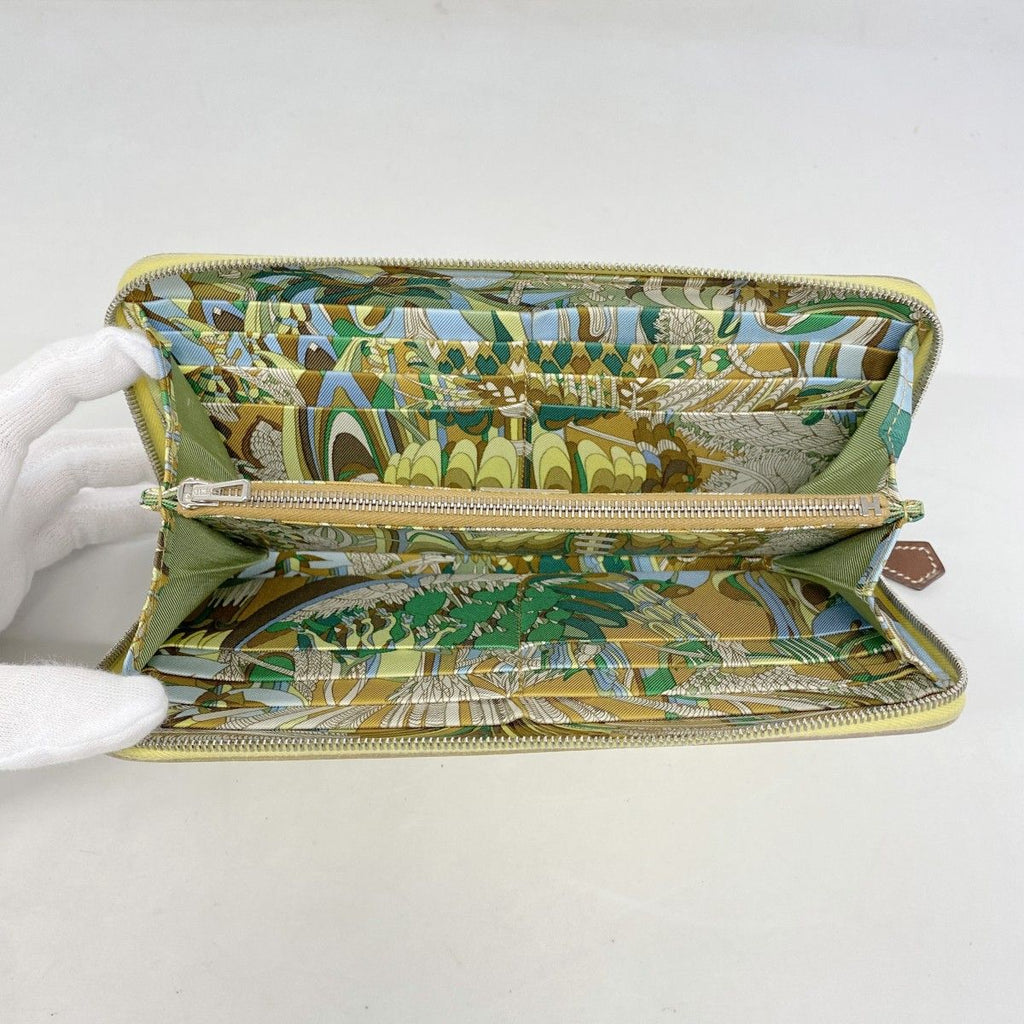 Hermes Wallet Azap Long Silk in Veau Lime Silver — view 3
