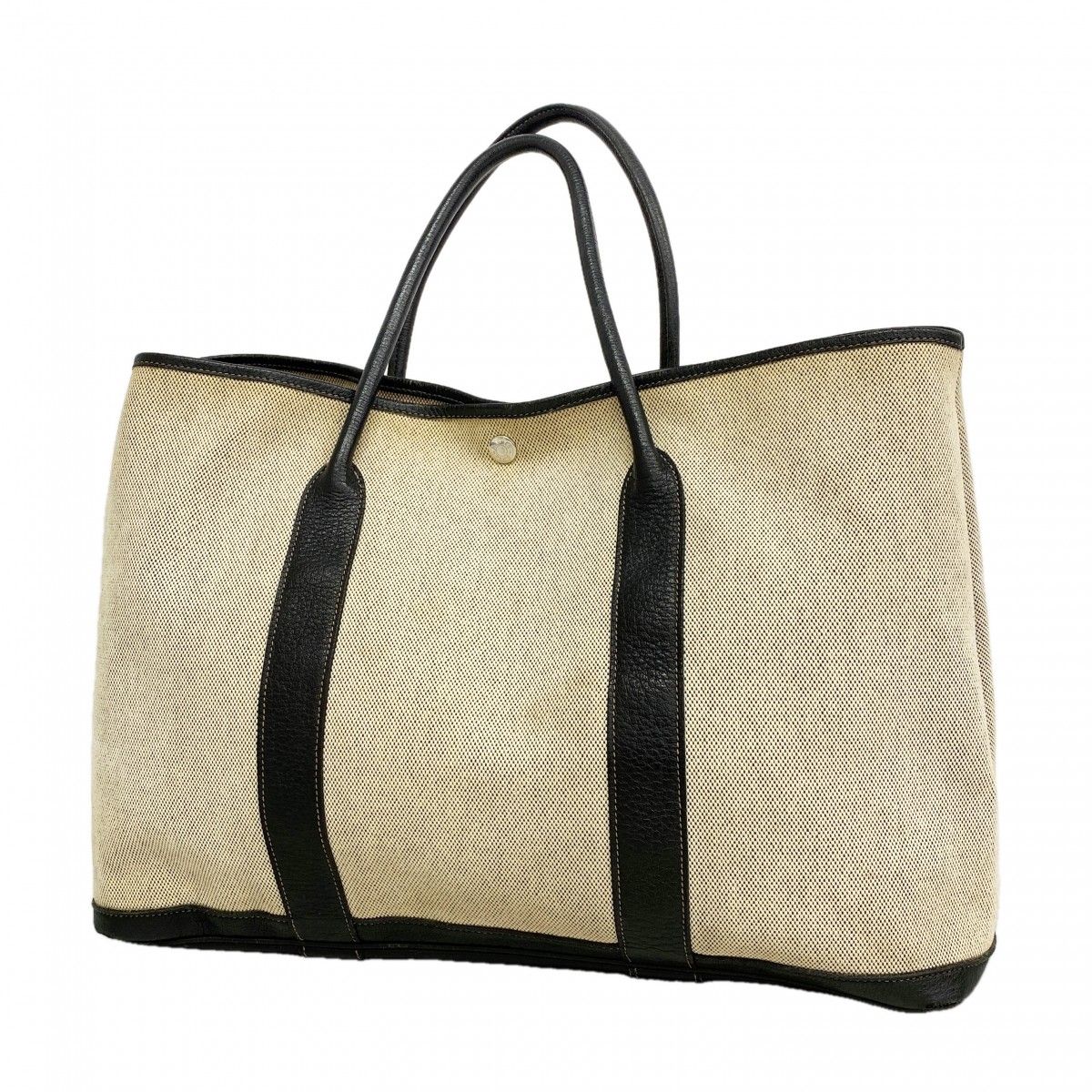 Hermes Tote Garden Party GM Toile Ash Black Silver