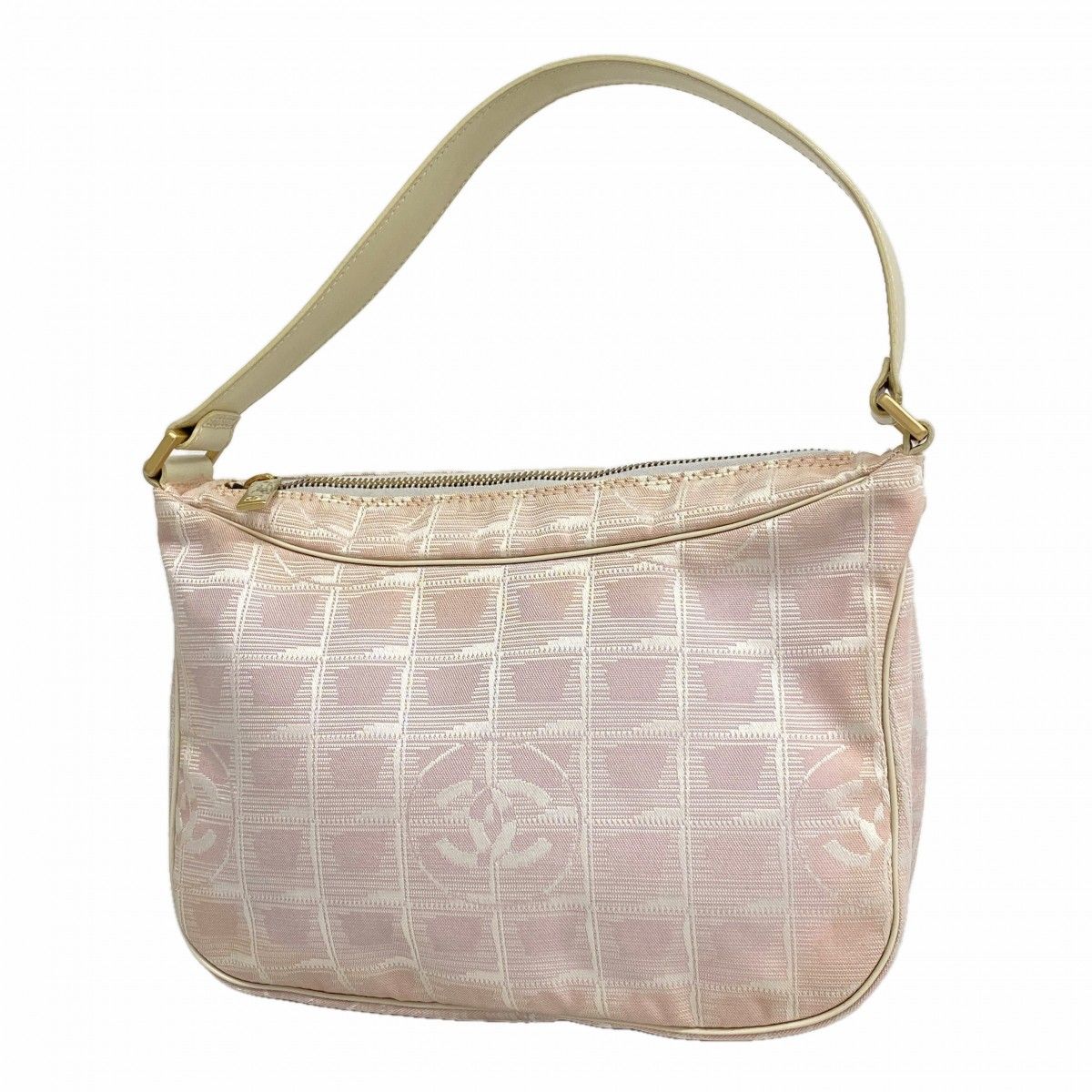 Chanel Shoulder Bag New Travel Nylon Pink Silver Champagne Gold