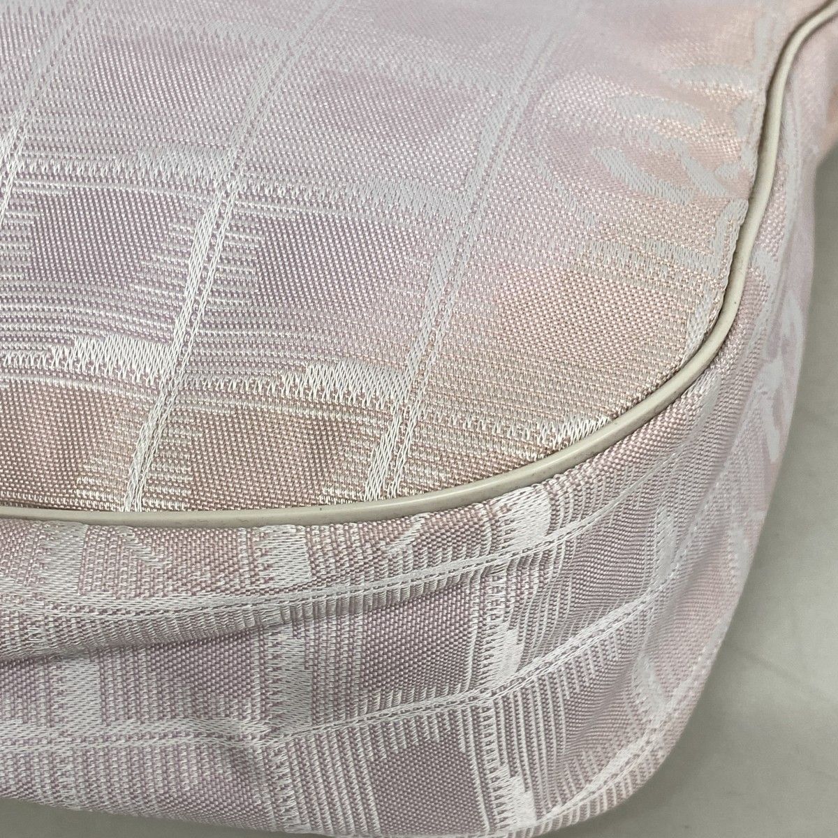 Chanel Shoulder Bag New Travel Nylon Pink Silver Champagne Gold — view 7