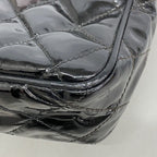 Chanel Shoulder Bag Quilted Patent Leather Black Gold — view 6