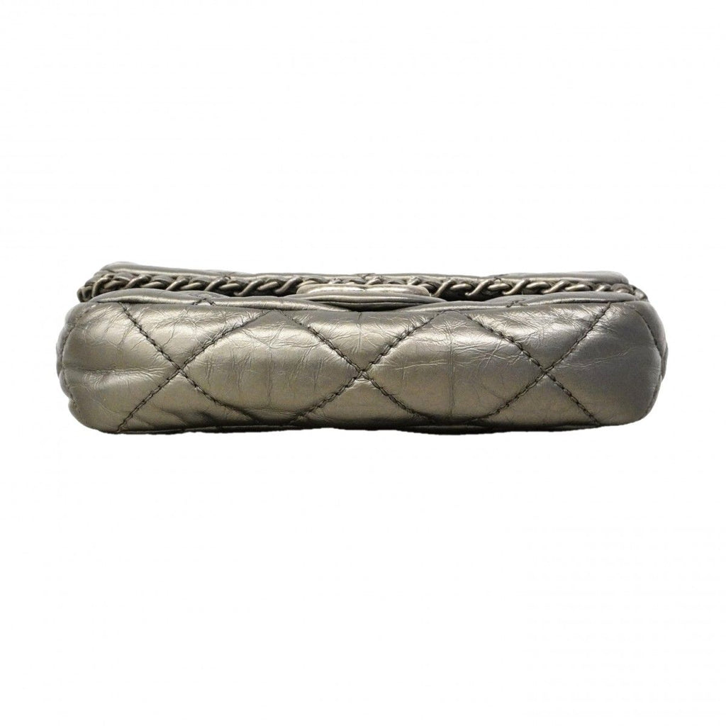 Chanel Shoulder Bag Quilted Leather Silver — view 3