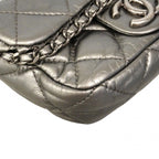 Chanel Shoulder Bag Quilted Leather Silver — view 6