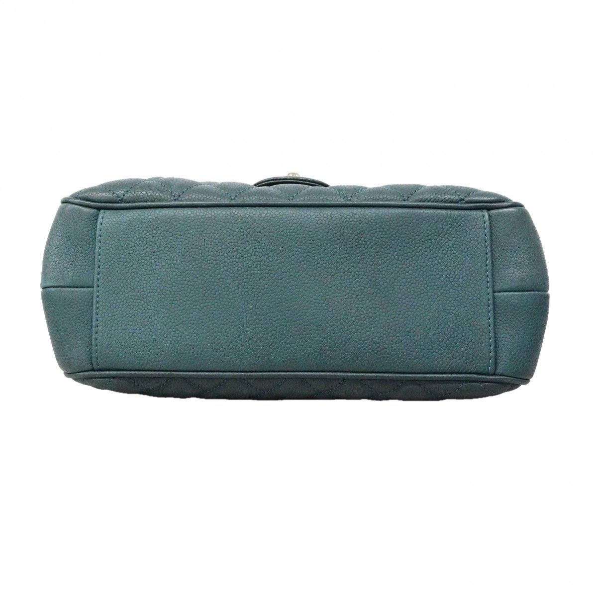 Chanel Shoulder Bag Quilted Caviar Leather Blue Silver — view 3