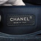 Chanel Shoulder Bag Quilted Caviar Leather Blue Silver — view 5