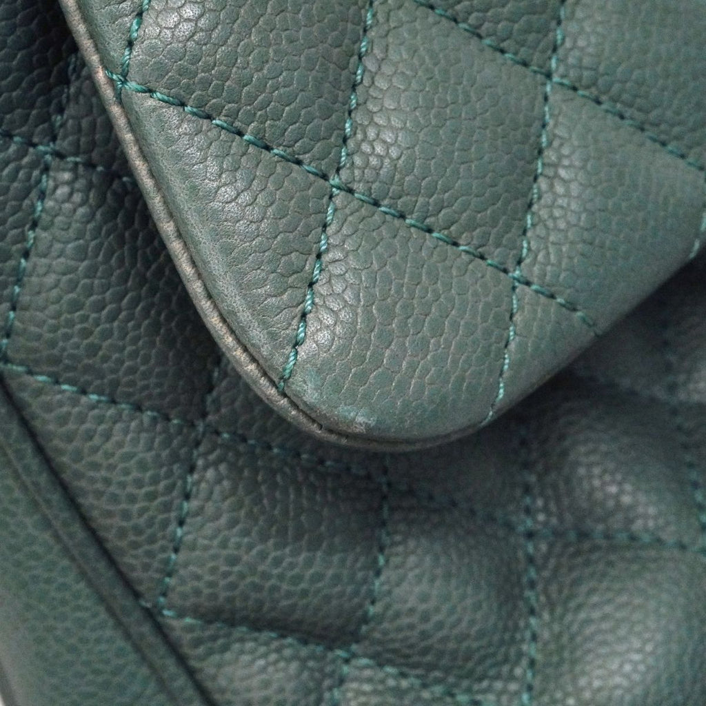 Chanel Shoulder Bag Quilted Caviar Leather Blue Silver — view 6