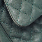 Chanel Shoulder Bag Quilted Caviar Leather Blue Silver — view 6