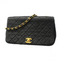 Chanel Shoulder Bag Quilted Lambskin Black Gold