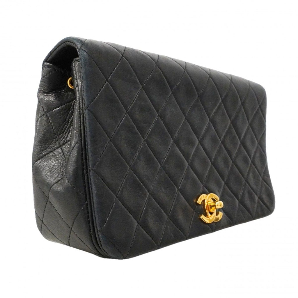 Chanel Shoulder Bag Quilted Lambskin Black Gold — view 2