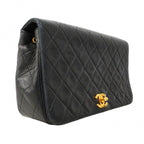 Chanel Shoulder Bag Quilted Lambskin Black Gold — view 2
