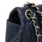 Chanel Shoulder Bag Mini Quilted Caviar Leather Navy Silver — view 7