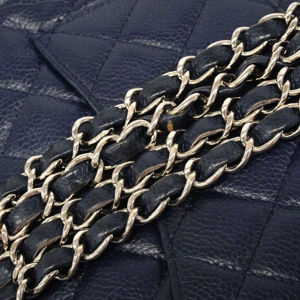 Chanel Shoulder Bag Mini Quilted Caviar Leather Navy Silver — view 6