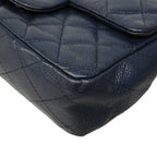 Chanel Shoulder Bag Mini Quilted Caviar Leather Navy Silver — view 8