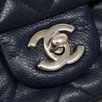 Chanel Shoulder Bag Mini Quilted Caviar Leather Navy Silver — view 9