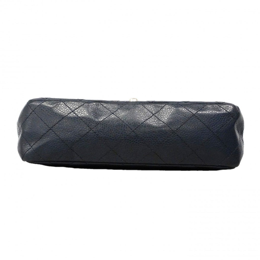 Chanel Shoulder Bag Mini Quilted Caviar Leather Navy Silver — view 3