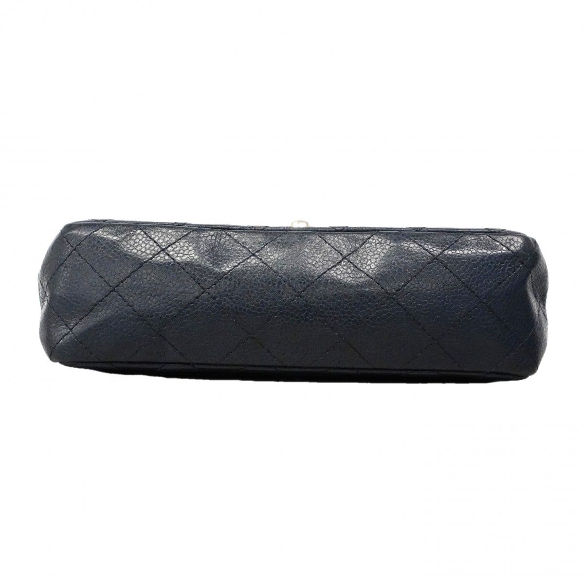 Chanel Shoulder Bag Mini Quilted Caviar Leather Navy Silver — view 3
