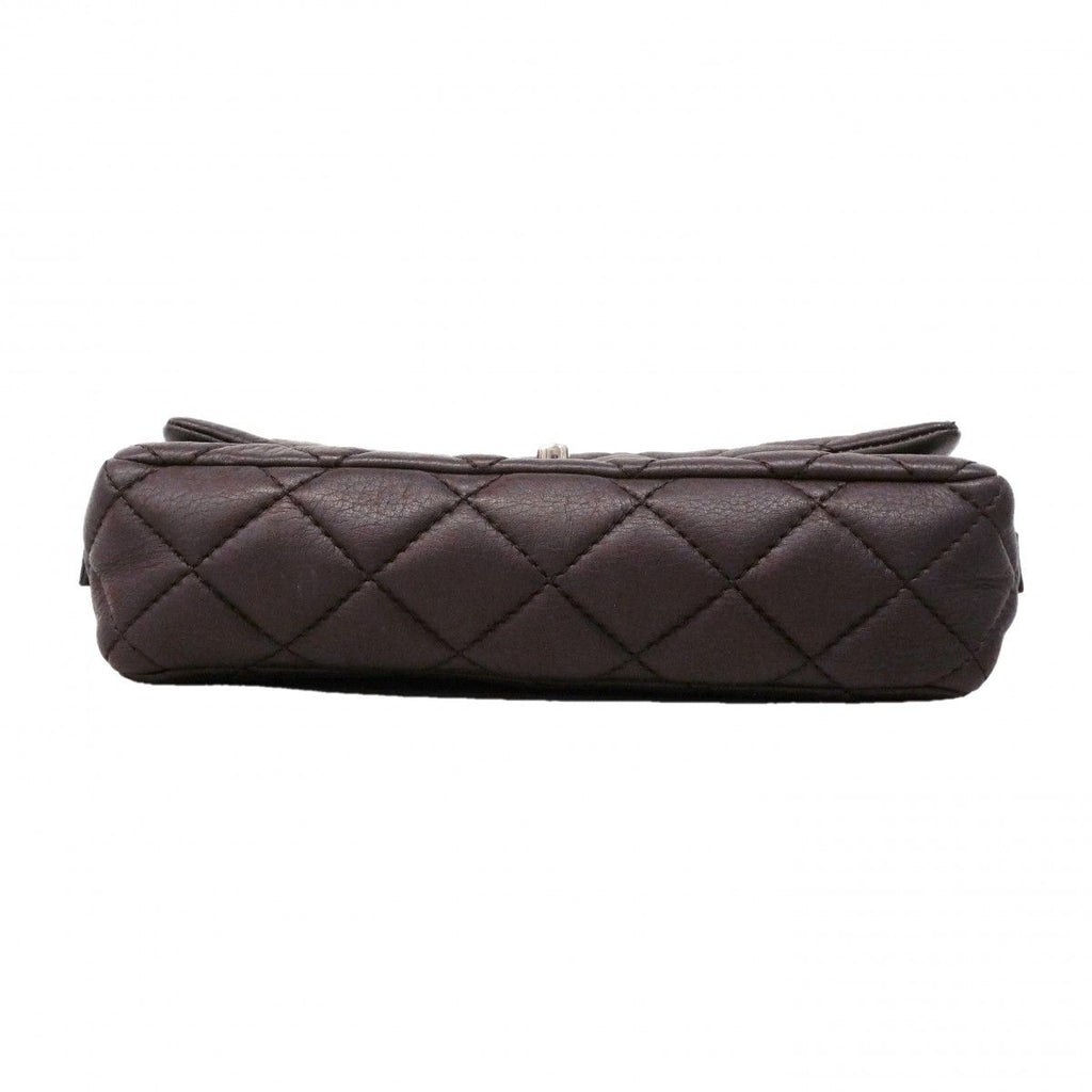 Chanel Shoulder Bag Quilted Calf Brown Silver — view 3