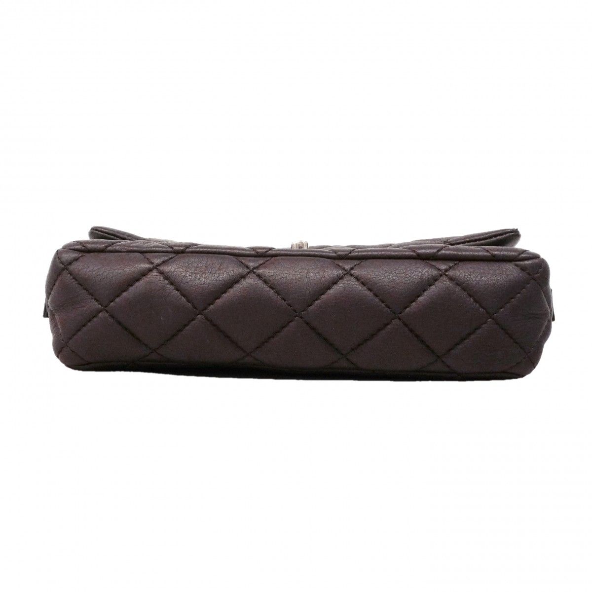 Chanel Shoulder Bag Quilted Calf Brown Silver — view 3