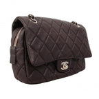 Chanel Shoulder Bag Quilted Calf Brown Silver — view 2