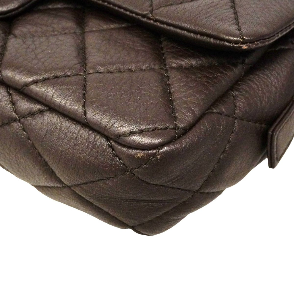 Chanel Shoulder Bag Quilted Calf Brown Silver — view 6