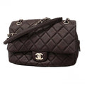 Chanel Shoulder Bag Quilted Calf Brown Silver
