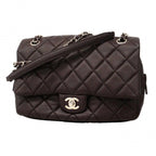 Chanel Shoulder Bag Quilted Calf Brown Silver