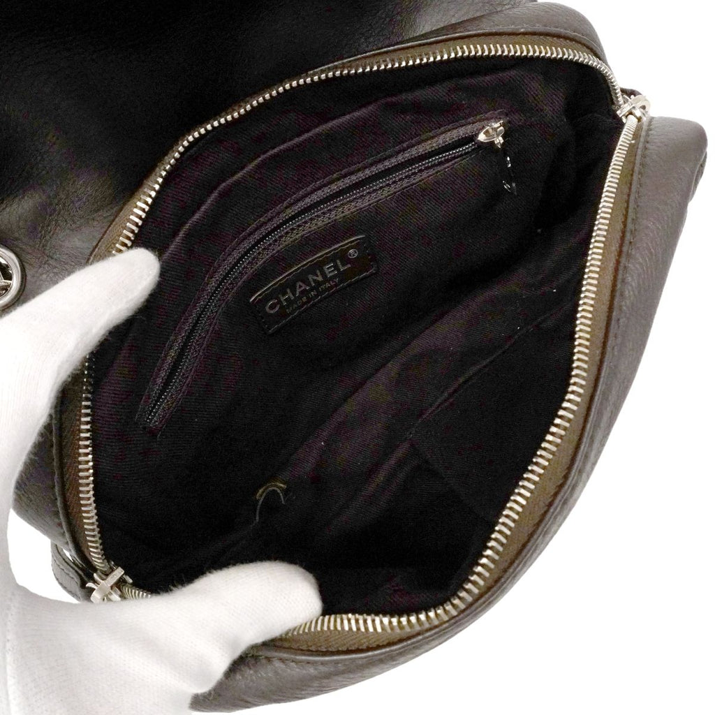 Chanel Shoulder Bag Quilted Calf Brown Silver — view 4