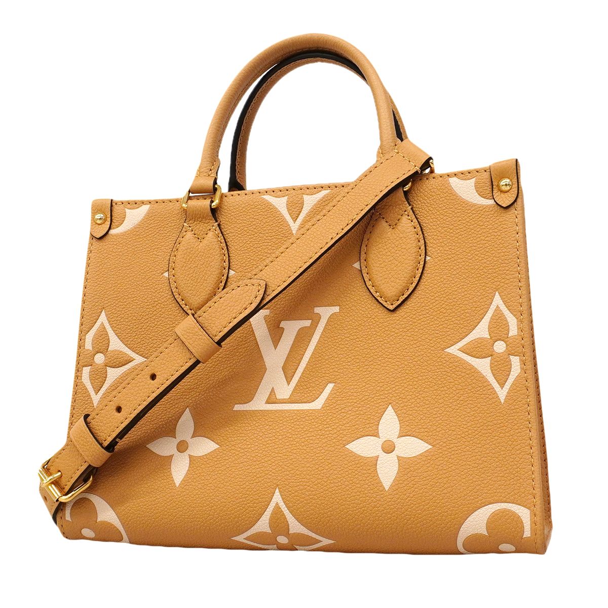 Louis Vuitton Handbag Monogram Empreinte Bicolor On The Go PM Arizona Cream