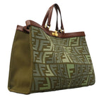 Fendi Tote Zucca Canvas Green Brown Gold 2-Way — view 2