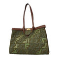 Fendi Tote Zucca Canvas Green Brown Gold 2-Way