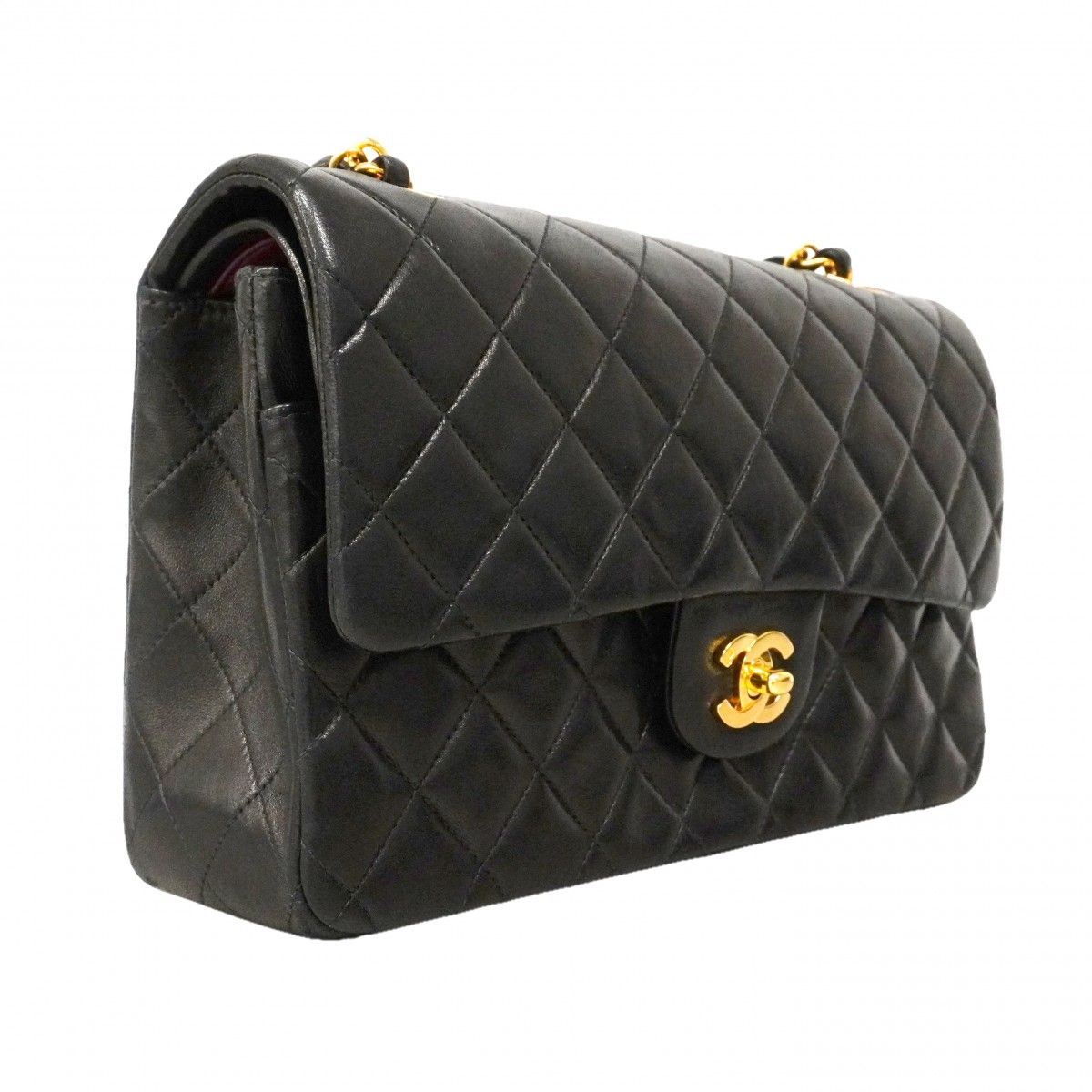 Chanel Shoulder Bag Quilted Lambskin Black Gold — view 2