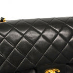 Chanel Shoulder Bag Quilted Lambskin Black Gold — view 9